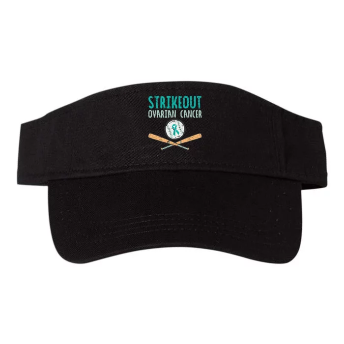 Baseball Strikeout Ovarian Cancer Teal Ribbon Awareness Valucap Bio-Washed Visor