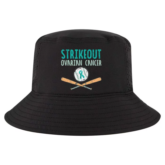 Baseball Strikeout Ovarian Cancer Teal Awareness Cool Comfort Performance Bucket Hat