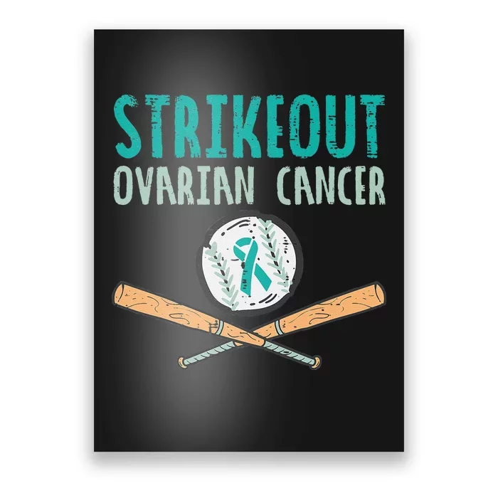 Baseball Strikeout Ovarian Cancer Teal Awareness Poster