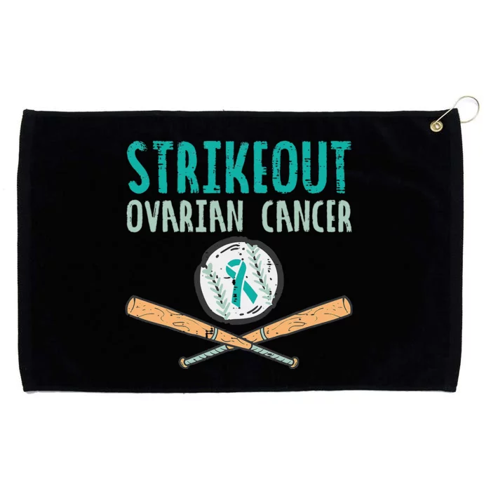 Baseball Strikeout Ovarian Cancer Teal Awareness Grommeted Golf Towel