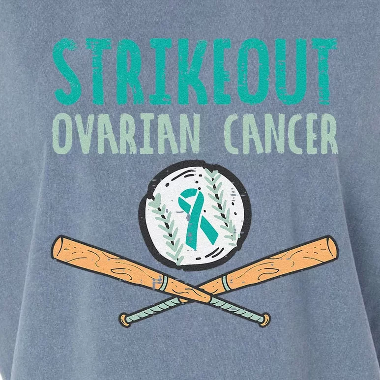 Baseball Strikeout Ovarian Cancer Teal Awareness Garment-Dyed Women's Muscle Tee