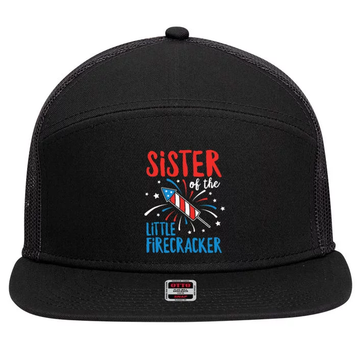 Big Sister Of The Little Firecracker Pregnancy Announcement 7 Panel Mesh Trucker Snapback Hat