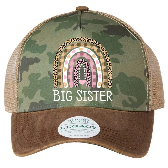 Big Sister Outfit Girls Rainbow Leopard Big Sis Announcement Legacy Tie Dye Trucker Hat