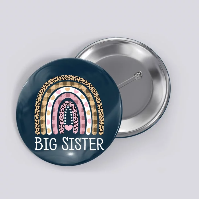 Big Sister Outfit Girls Rainbow Leopard Big Sis Announcement Button