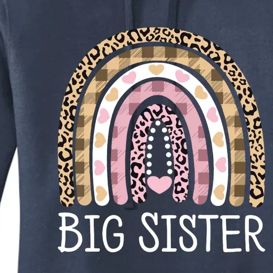 Big Sister Outfit Girls Rainbow Leopard Big Sis Announcement Women's Pullover Hoodie