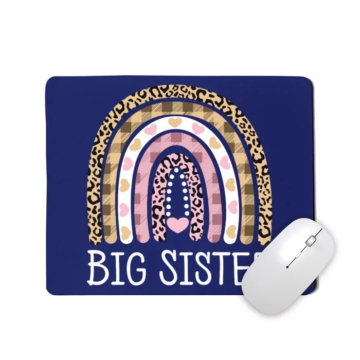 Big Sister Outfit Girls Rainbow Leopard Big Sis Announcement Mousepad