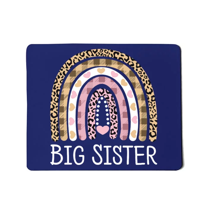 Big Sister Outfit Girls Rainbow Leopard Big Sis Announcement Mousepad