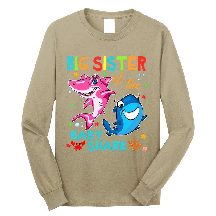 Big Sister Of The Baby Shark Birthday Big Sister Shark Long Sleeve Shirt