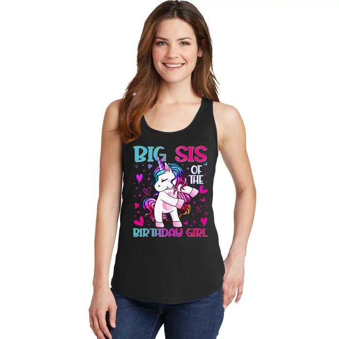 Big Sis of the Birthday Flossing Unicorn Big Sister Ladies Essential Tank