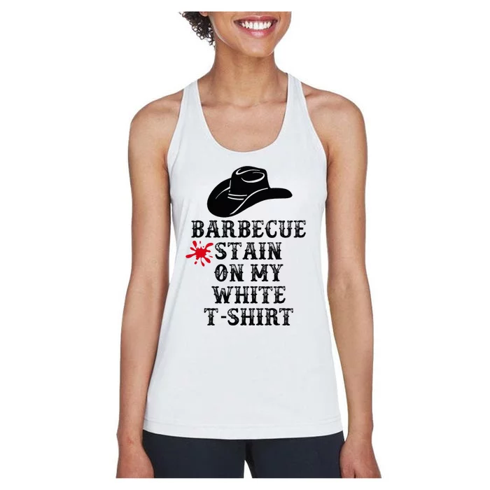 Barbecue Stain On My White Country Western Women's Racerback Tank