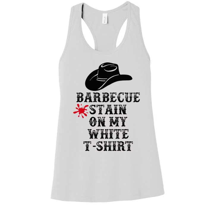 Barbecue Stain On My White Country Western Women's Racerback Tank