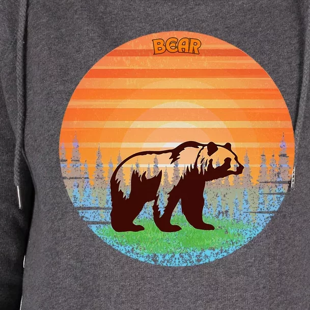 Bear Standing On Grass Of A Tree Lined Sunset Womens Funnel Neck Pullover Hood