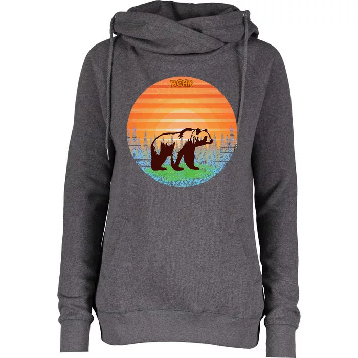 Bear Standing On Grass Of A Tree Lined Sunset Womens Funnel Neck Pullover Hood