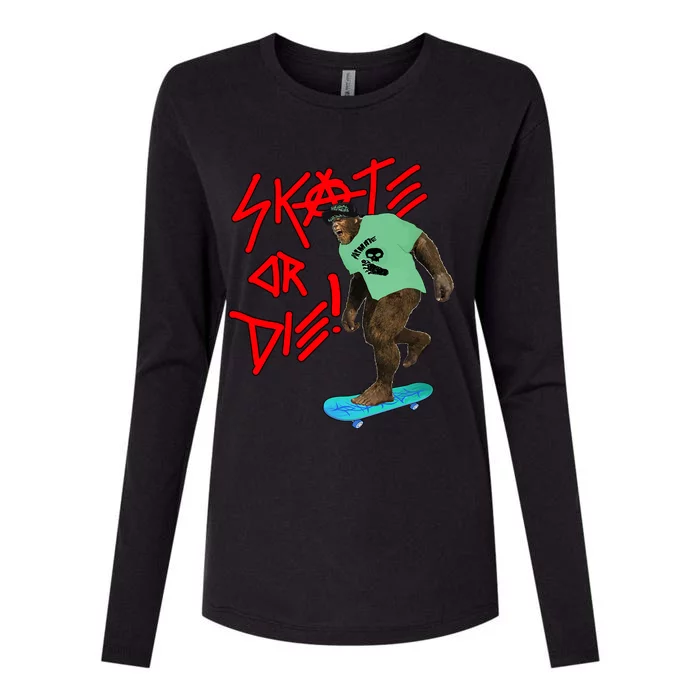 Bigfoot Skate Or Die! Cute Gift Womens Cotton Relaxed Long Sleeve T-Shirt