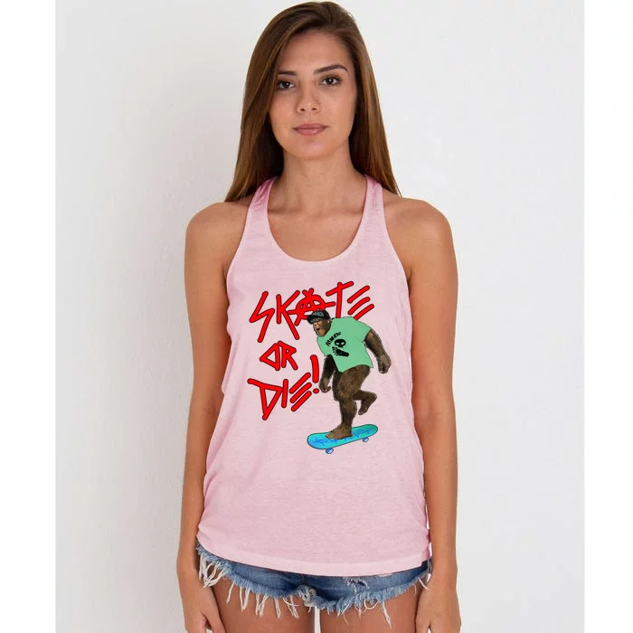 Bigfoot Skate Or Die! Cute Gift Women's Knotted Racerback Tank