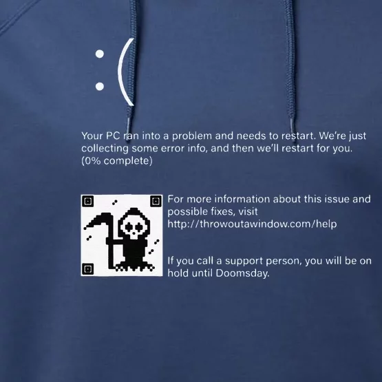 Blue Screen Of Death Computer Crash Funny Halloween Costume Performance Fleece Hoodie