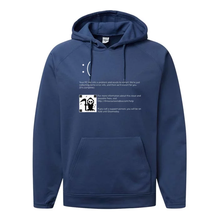 Blue Screen Of Death Computer Crash Funny Halloween Costume Performance Fleece Hoodie