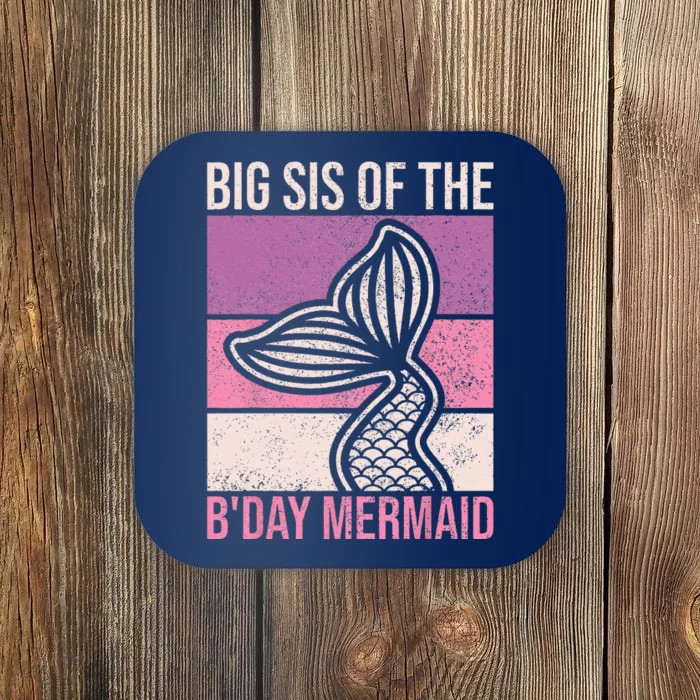 Big Sis Of The Birthday Mermaid Party Outfit Sister Mermaid Coaster