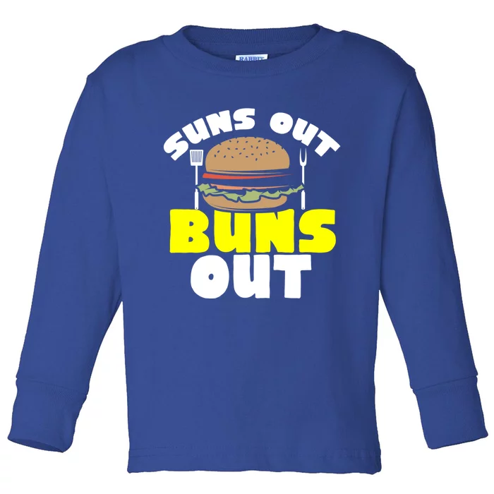 Barbeque Suns Out Buns Out Bbq Burger Barbeque Gift Toddler Long Sleeve Shirt