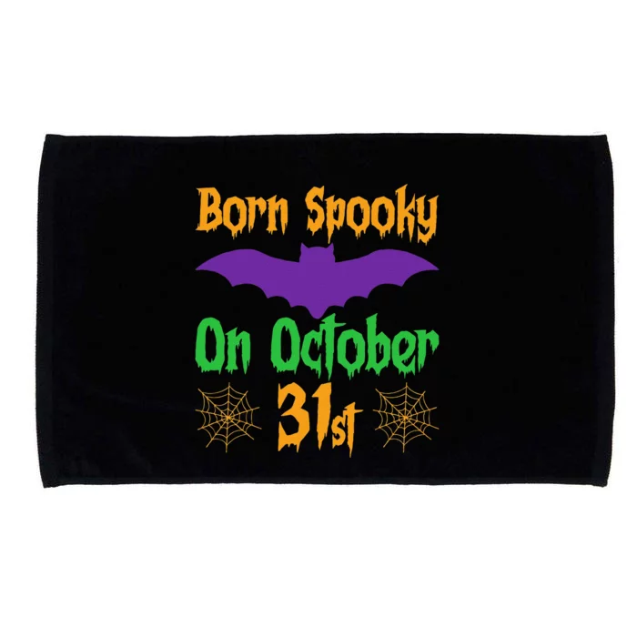 Born Spooky On October 31st Birthday Halloween Microfiber Hand Towel