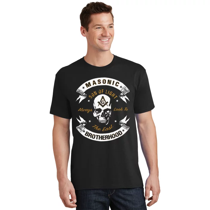 Brothers Son Of Light Always Look To The East Masonic Skull T-Shirt