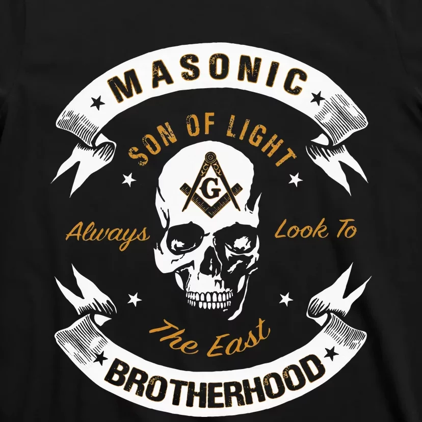 Brothers Son Of Light Always Look To The East Masonic Skull T-Shirt