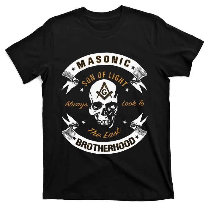 Brothers Son Of Light Always Look To The East Masonic Skull T-Shirt