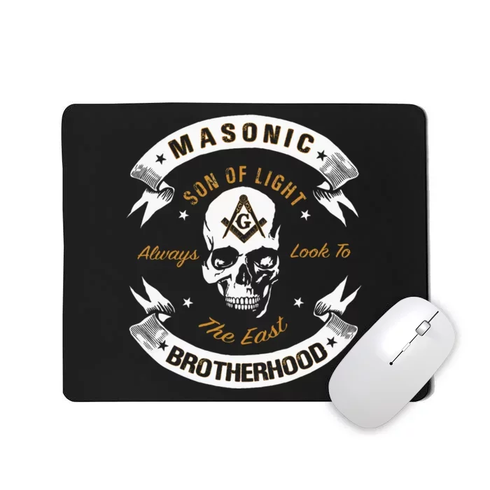 Brothers Son Of Light Always Look To The East Masonic Skull Mousepad