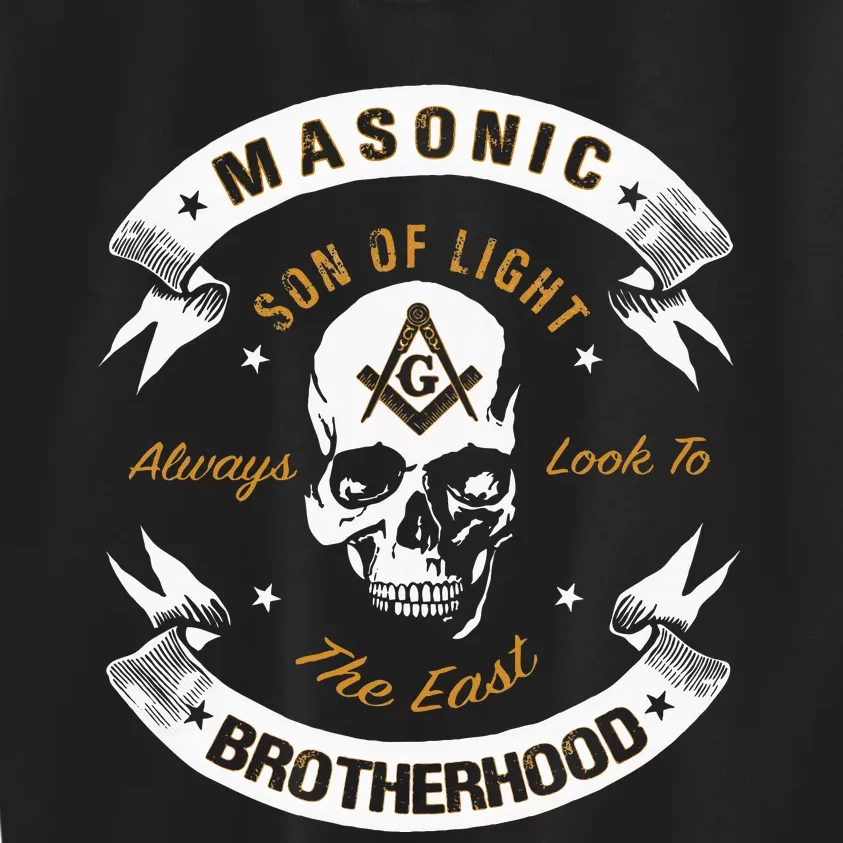 Brothers Son Of Light Always Look To The East Masonic Skull Kids Sweatshirt