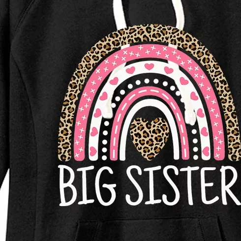 Big Sister Outfit Rainbow Leopard Big Sis Announcement Women's Fleece Hoodie