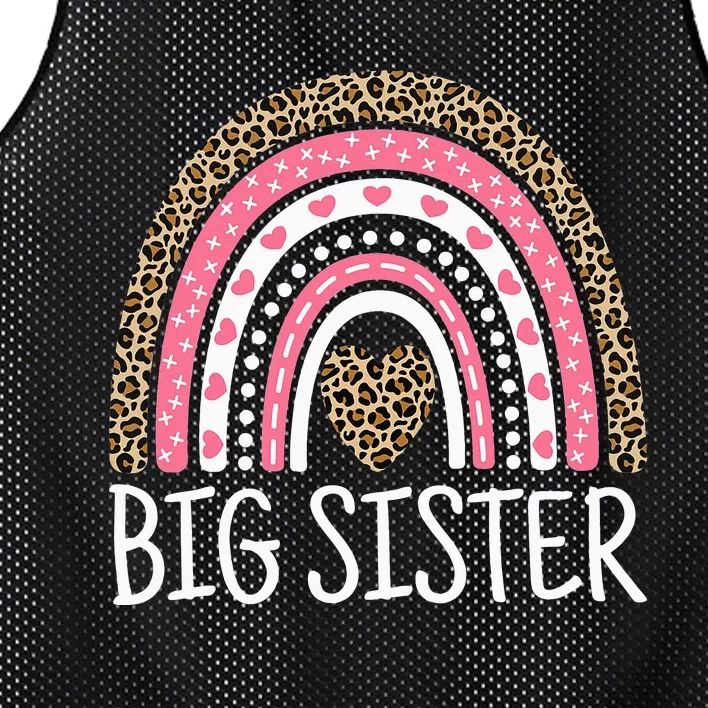 Big Sister Outfit Rainbow Leopard Big Sis Announcement Mesh Reversible Basketball Jersey Tank