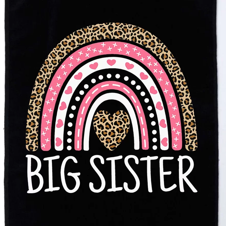 Big Sister Outfit Rainbow Leopard Big Sis Announcement Platinum Collection Golf Towel