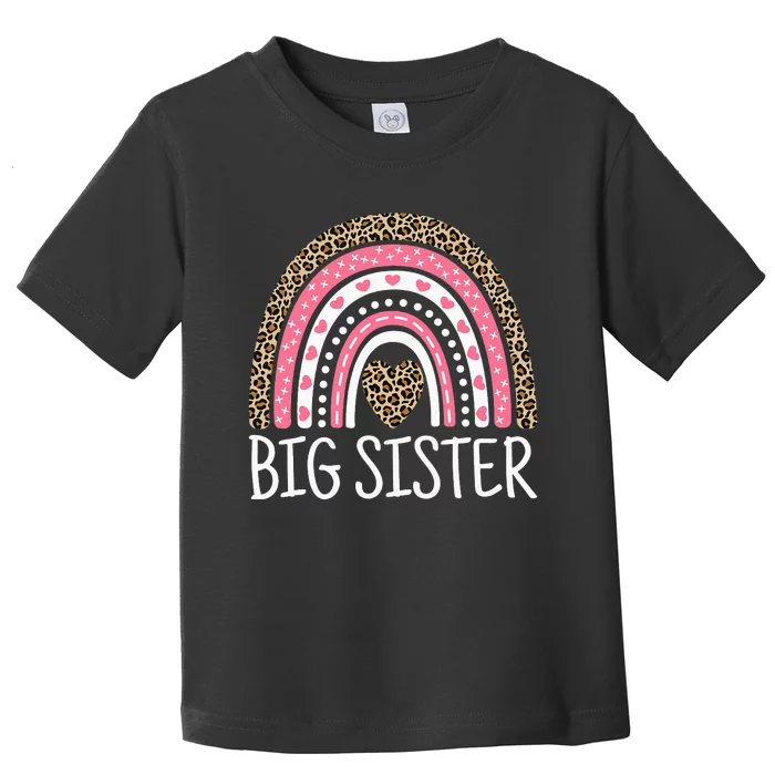 Big Sister Outfit Rainbow Leopard Big Sis Announcement Toddler T-Shirt