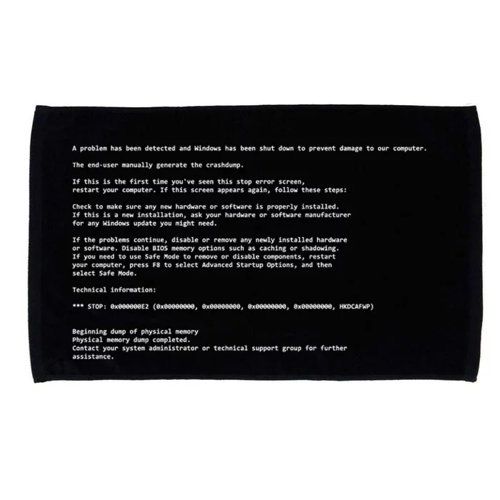 BSOD Computer Error Blue Screen Of Death Microfiber Hand Towel