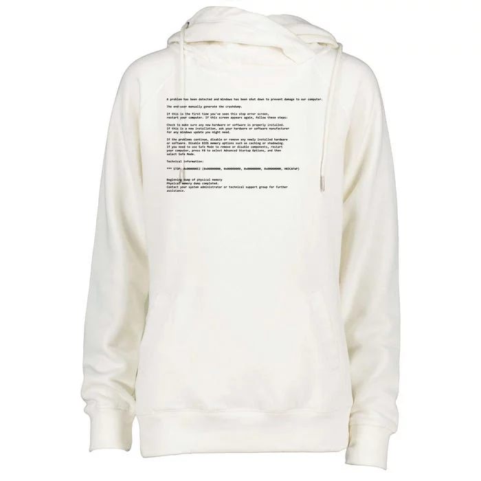 BSOD Computer Error Blue Screen Of Death Womens Funnel Neck Pullover Hood