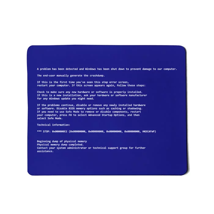 BSOD Computer Error Blue Screen Of Death Mousepad