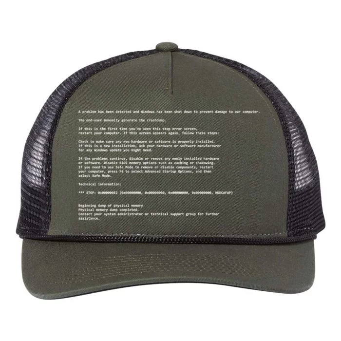 BSOD Computer Error Blue Screen Of Death Retro Rope Trucker Hat Cap