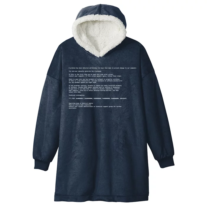 BSOD Computer Error Blue Screen Of Death Hooded Wearable Blanket