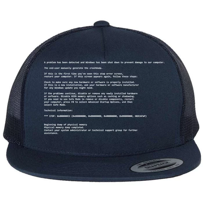 BSOD Computer Error Blue Screen Of Death Flat Bill Trucker Hat