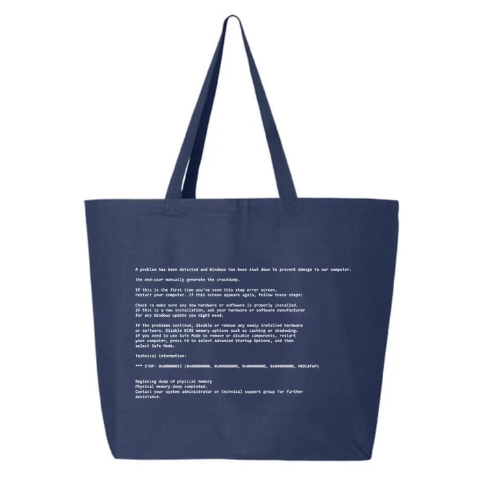 BSOD Computer Error Blue Screen Of Death 25L Jumbo Tote