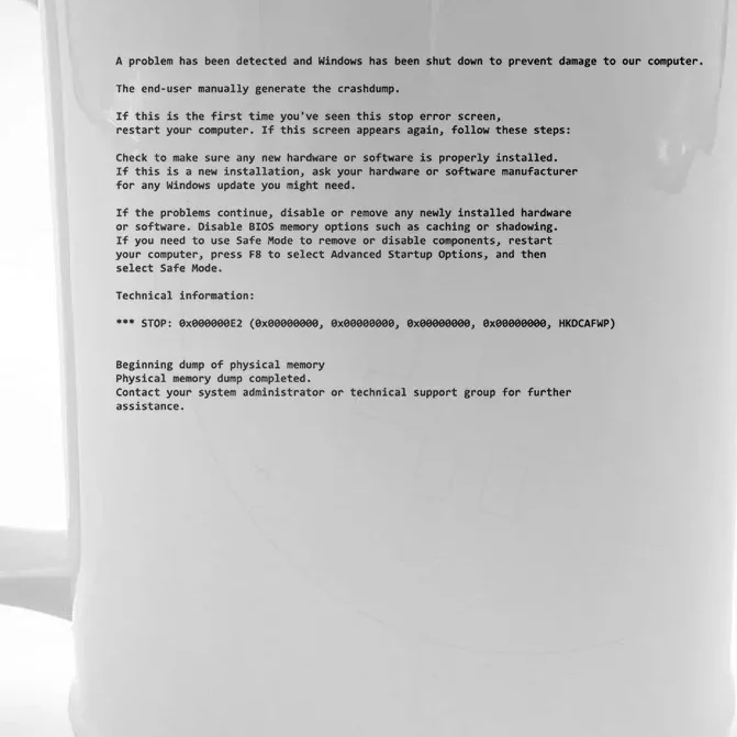 BSOD Computer Error Blue Screen Of Death Front & Back Beer Stein