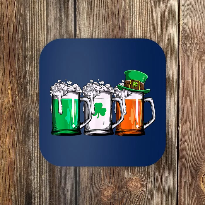 Beer St Patricks Day Leprechaun Men Women Irish Ireland Flag Coaster