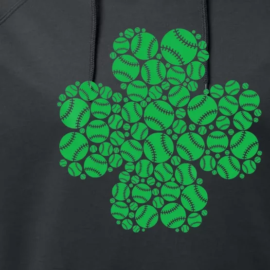 Baseball St Patrick's Day Four Leaf Clover Irish Boy Performance Fleece Hoodie