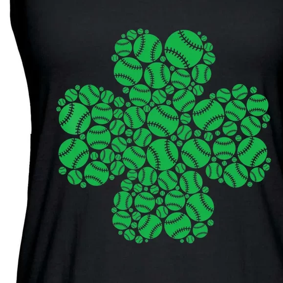 Baseball St Patrick's Day Four Leaf Clover Irish Boy Ladies Essential Flowy Tank