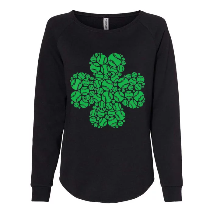 Baseball St Patrick's Day Four Leaf Clover Irish Boy Womens California Wash Sweatshirt