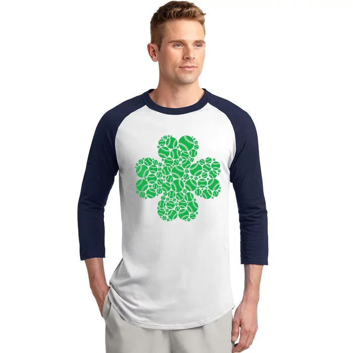 Baseball St Patrick's Day Four Leaf Clover Irish Boy Baseball Sleeve Shirt