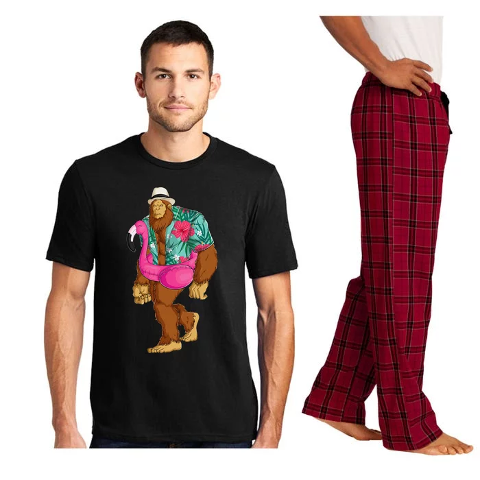 Bigfoot Sasquatch Pink Flamingo Aloha Beach Hawaiian Party Pajama Set