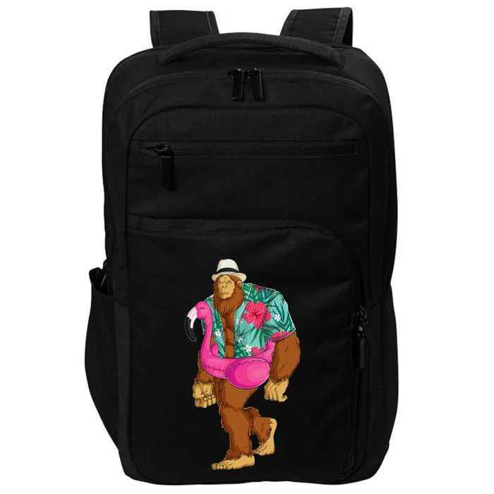 Bigfoot Sasquatch Pink Flamingo Aloha Beach Hawaiian Party Impact Tech Backpack