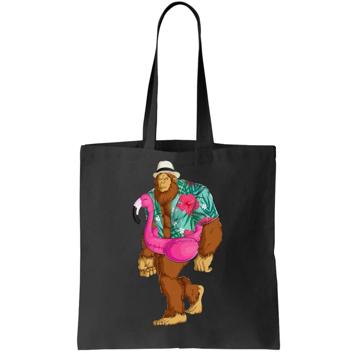 Bigfoot Sasquatch Pink Flamingo Aloha Beach Hawaiian Party Tote Bag