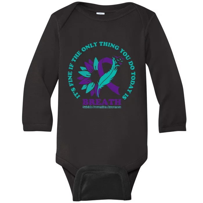 Breathe Suicide Prevention Awareness For Suicide Prevention Baby Long Sleeve Bodysuit